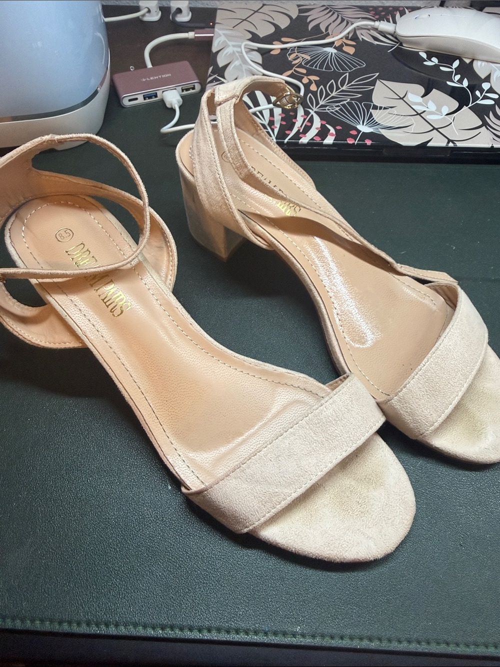 Dream Pairs Nude Beige Block Heel Ankle-Strap Sandals